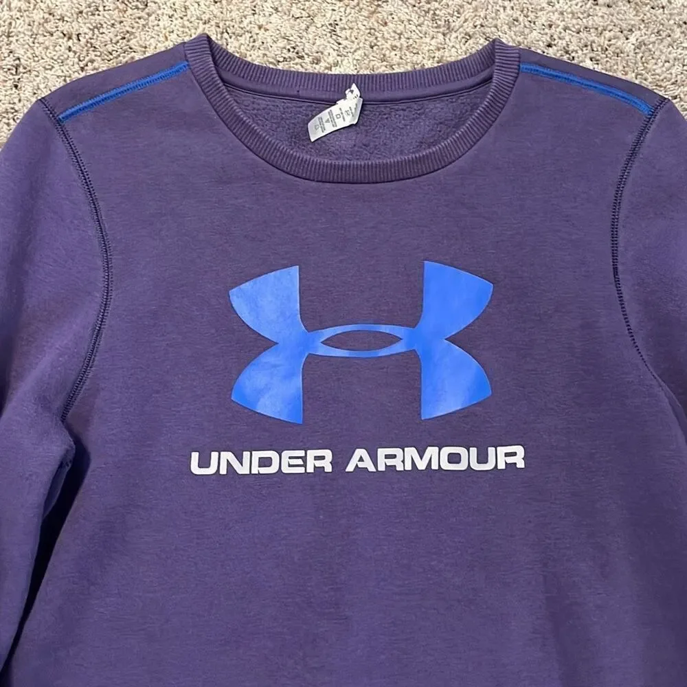 Under Armour Purple Crewneck Sweatshirt Women’s Medium Logo Pullover - Picture 3 of 6
